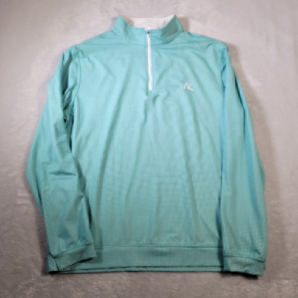 Rhoback Quarter Zip Pullover Mens Large Green Houndstooth Performance Stretch